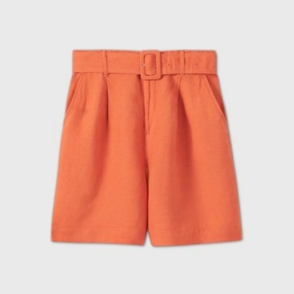 a new day Pants - A New Day Women's Belted High Rise Shorts, Orange